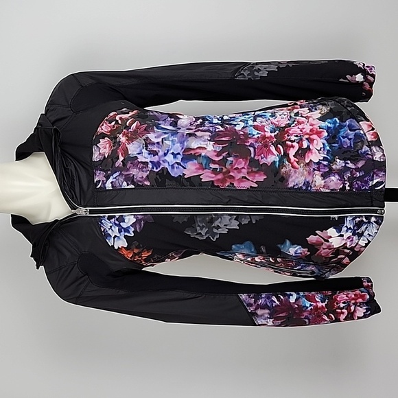 Lululemon Get Up & Glow Black Reversible Jacket Spring Has Sprung Mutli Floral 4 - Picture 6 of 16